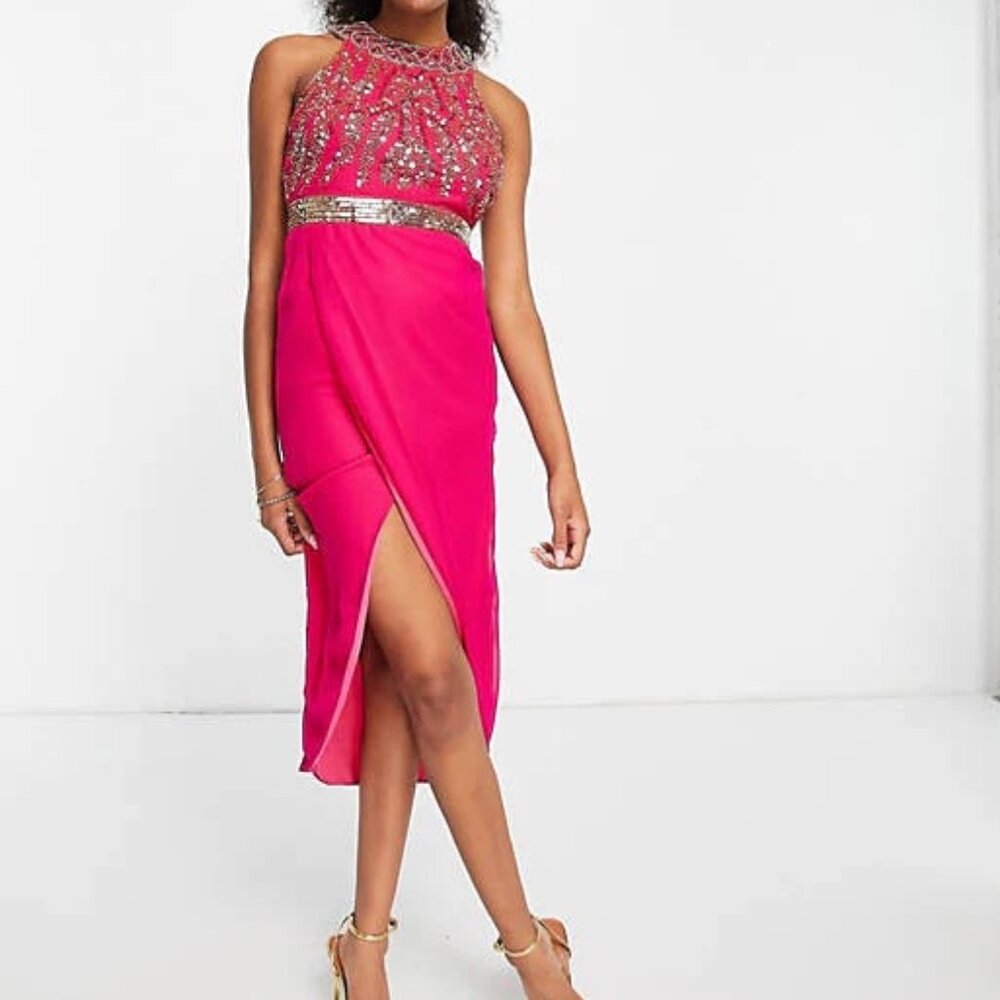 Virgos Lounge Embellished Genevieve Midi Dress | US Size 12 (NEW)